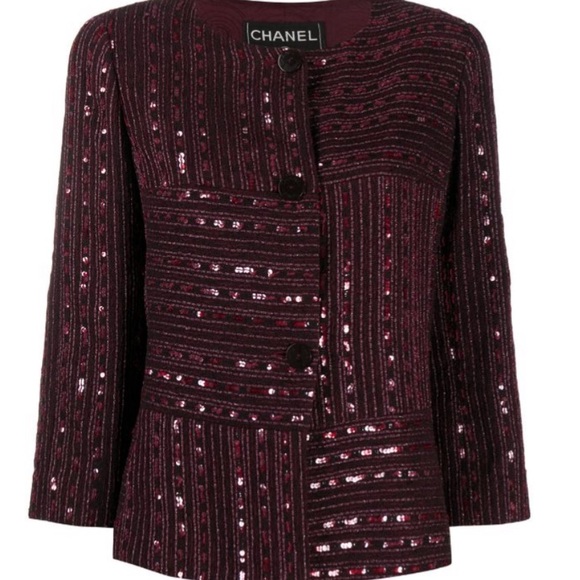Chanel maroon jacket with sequins 36/US 4
